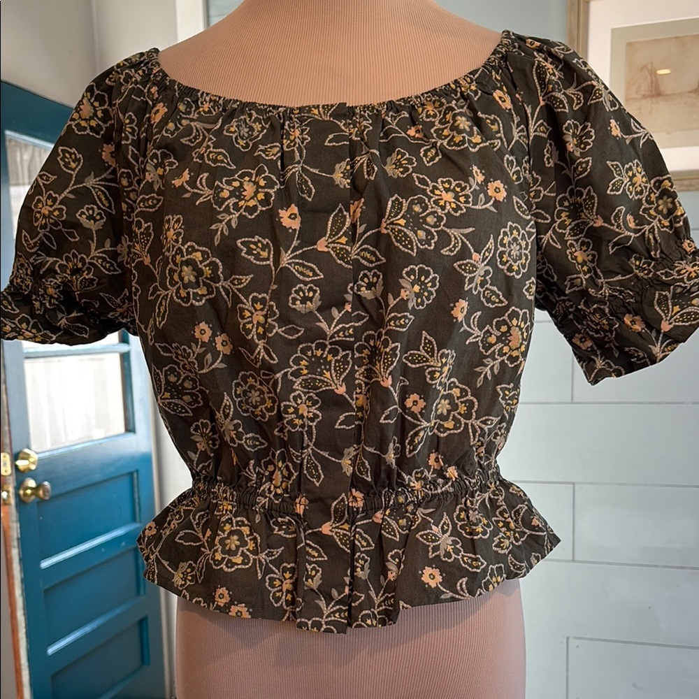 NWT J. Crew Gathered scoopneck‎ top in vintage vines